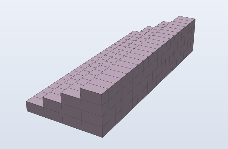 Vista 3D di un muro in gabbioni
