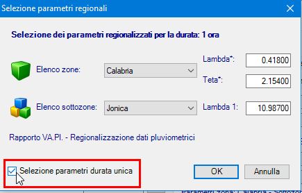 Fig. 13 -Valori regionali Calabria parametri piogge giornaliere TCEV di II livello